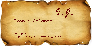 Iványi Jolánta névjegykártya